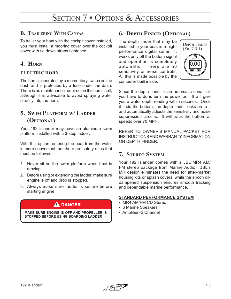 7 • o, Ection, Ptions | Ccessories | Baja Marine 192 Islander User Manual | Page 61 / 82