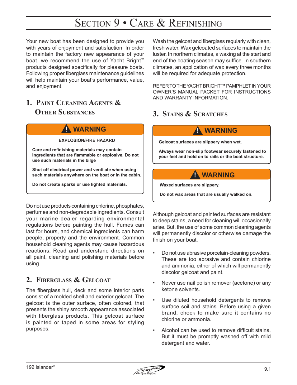 9 • c, Ection, Efinishing | Baja Marine 192 Islander User Manual | Page 77 / 82