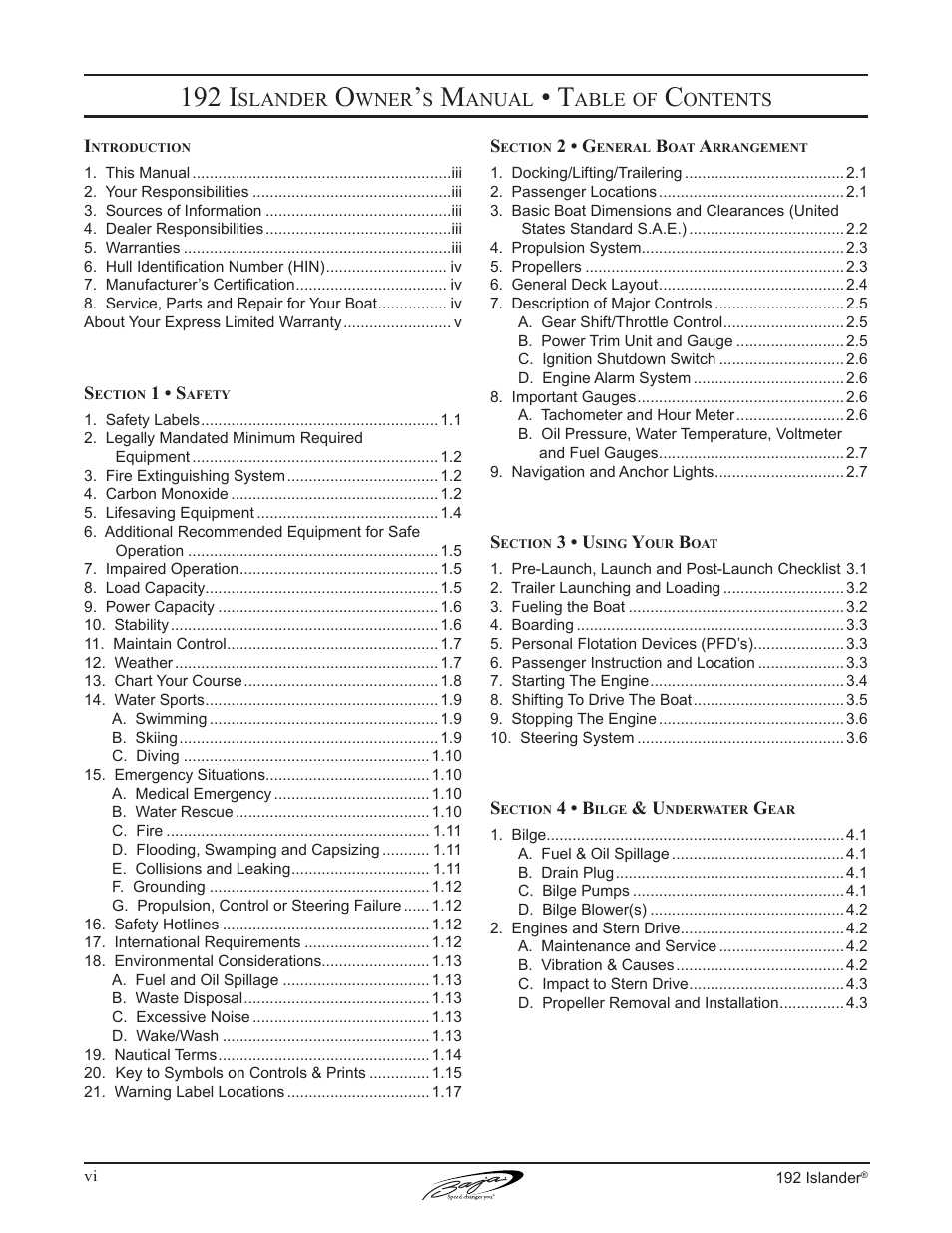 192 i | Baja Marine 192 Islander User Manual | Page 8 / 82