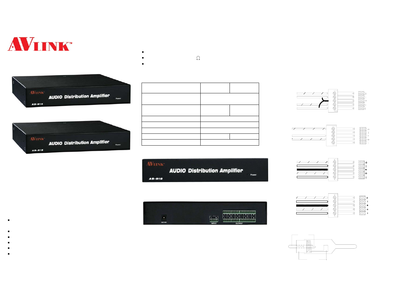 Avlink AS-918 User Manual | 2 pages