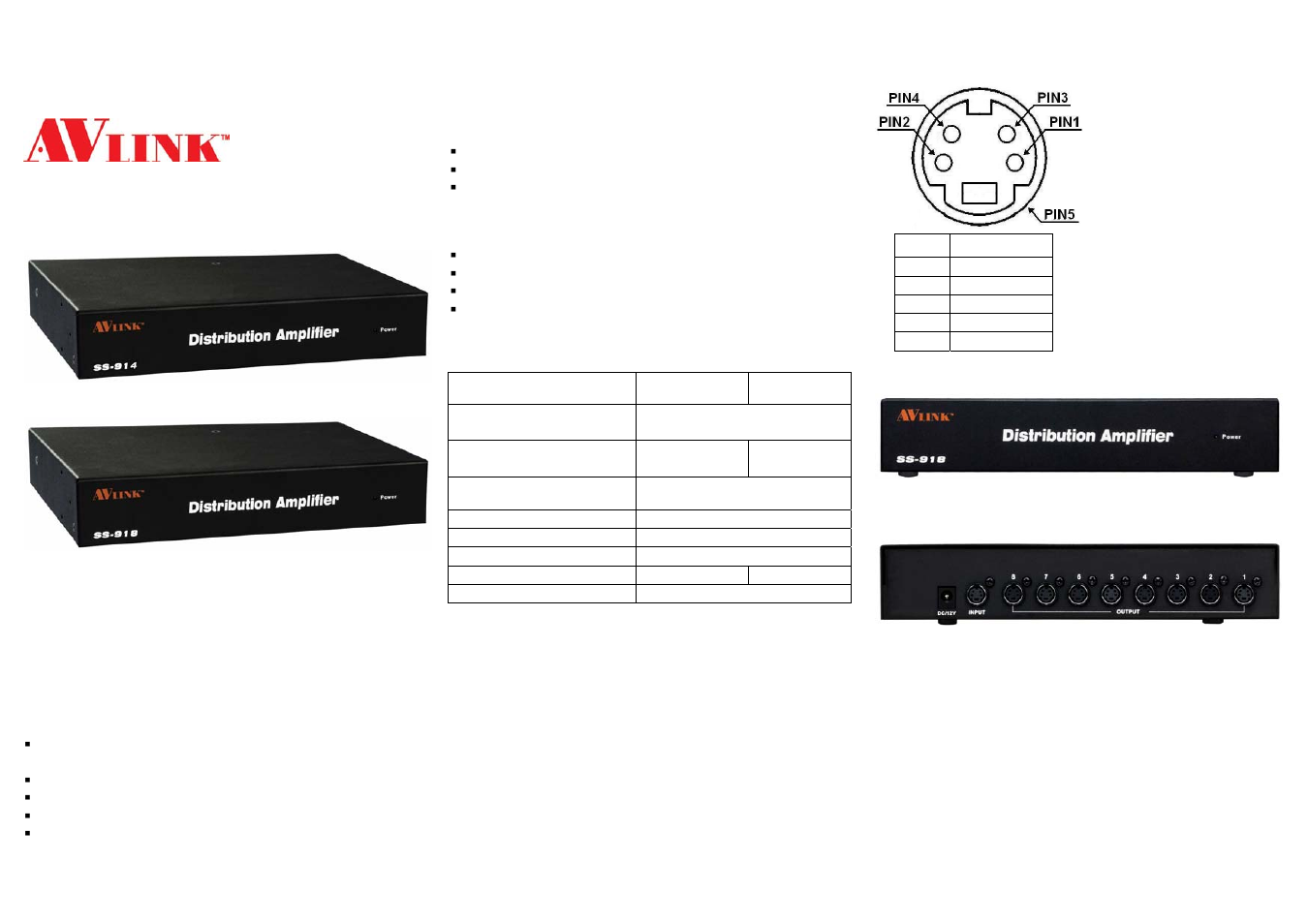 Avlink SS-918 User Manual | 2 pages