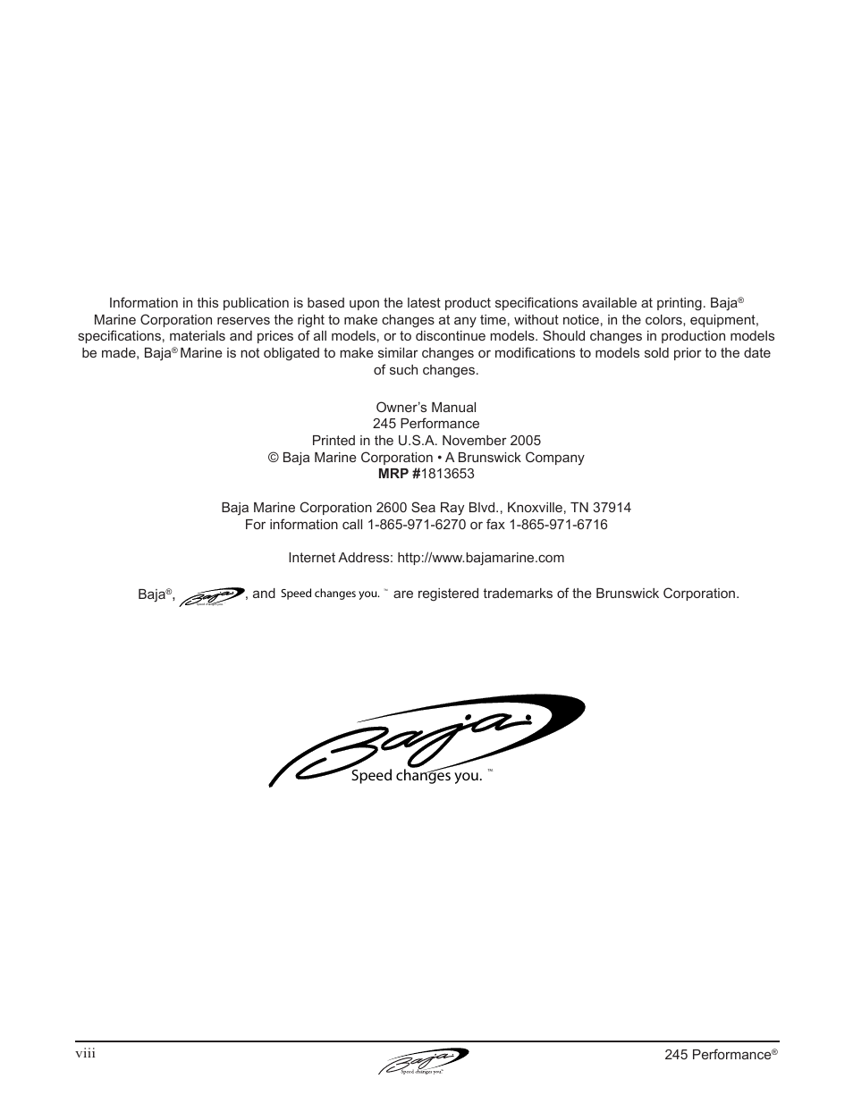 Speed changes you | Baja Marine Performance 245 User Manual | Page 10 / 82
