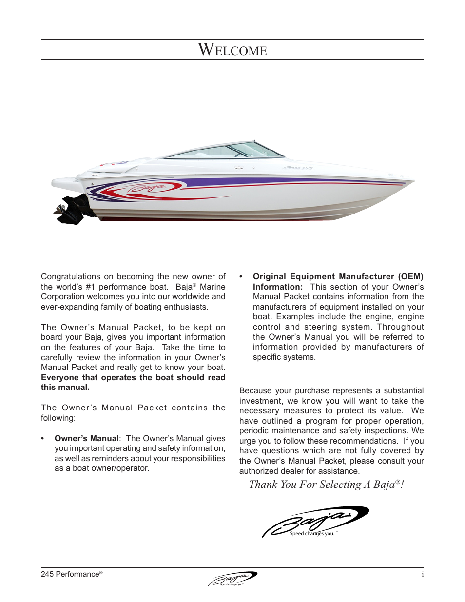 Elcome | Baja Marine Performance 245 User Manual | Page 3 / 82