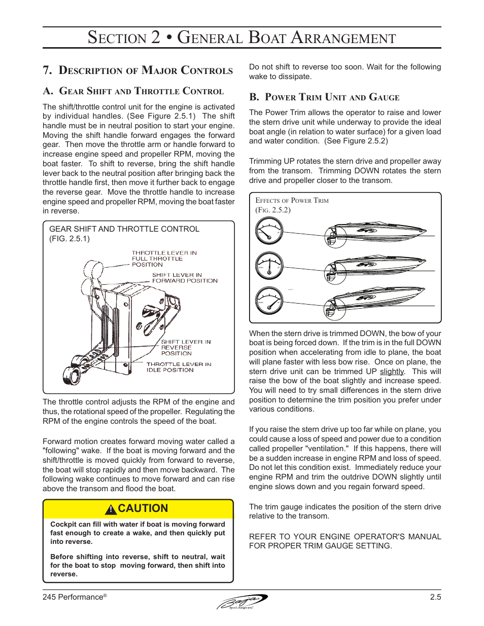2 • g, Ection, Eneral | Rrangement, A. g, B. p, Caution | Baja Marine Performance 245 User Manual | Page 33 / 82