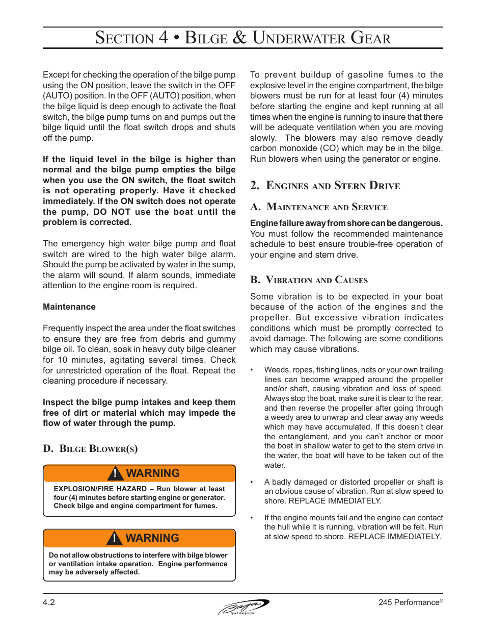 4 • b, Ection, Ilge | Nderwater | Baja Marine Performance 245 User Manual | Page 44 / 82