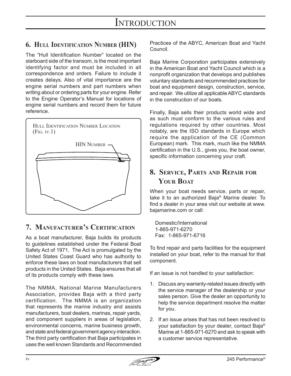 Ntroduction, Hin) | Baja Marine Performance 245 User Manual | Page 6 / 82