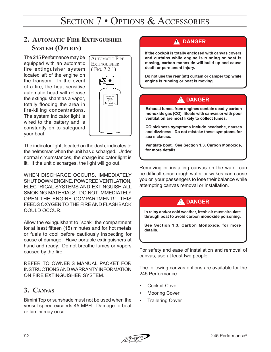 7 • o, Ection, Ptions | Ccessories | Baja Marine Performance 245 User Manual | Page 60 / 82