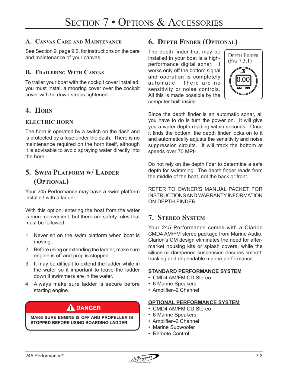 7 • o, Ection, Ptions | Ccessories | Baja Marine Performance 245 User Manual | Page 61 / 82