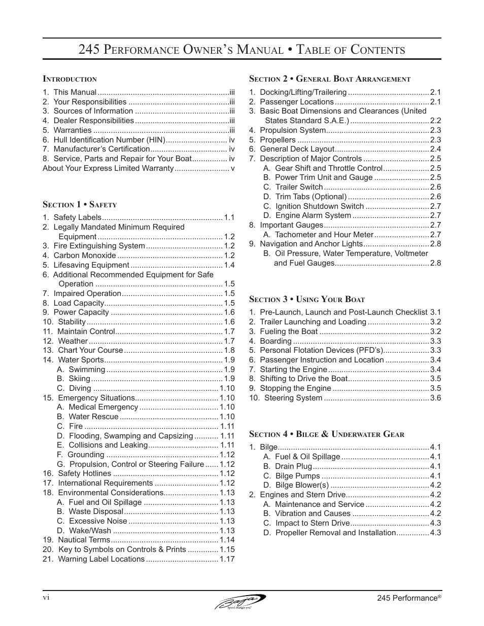 245 p | Baja Marine Performance 245 User Manual | Page 8 / 82