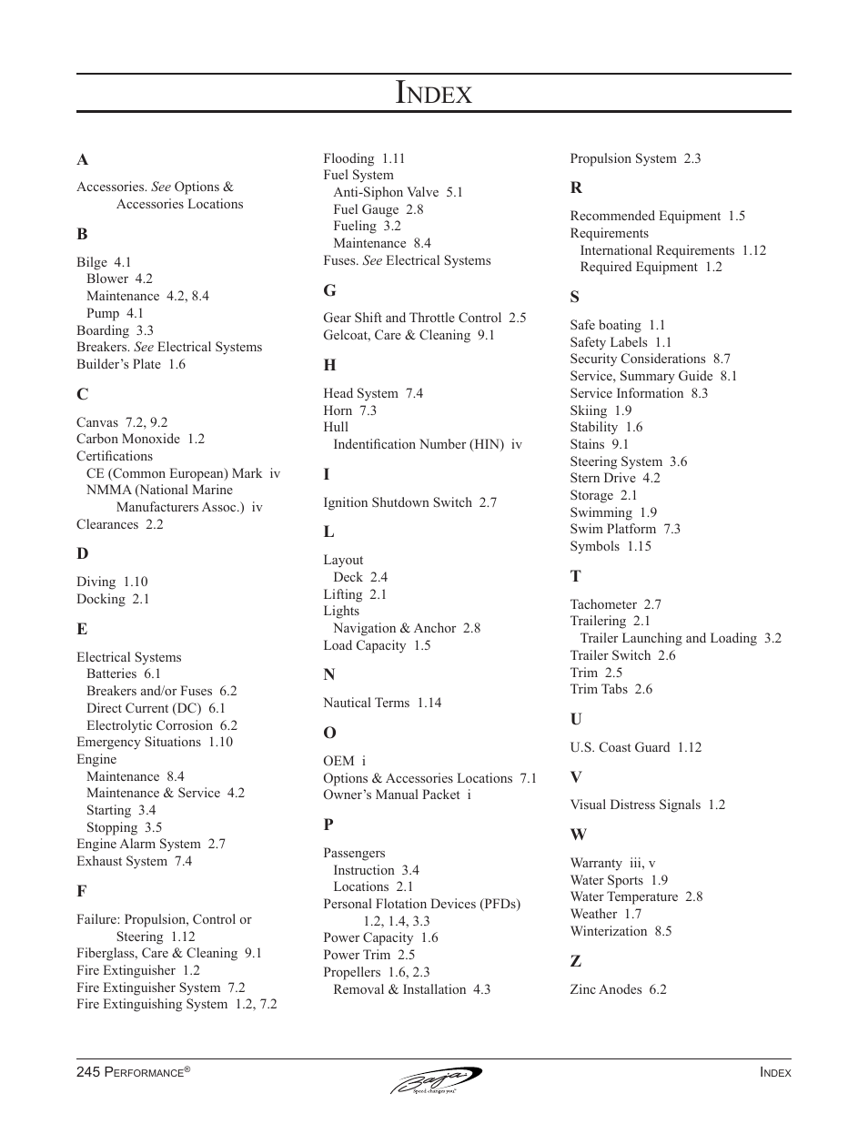 Ndex | Baja Marine Performance 245 User Manual | Page 81 / 82