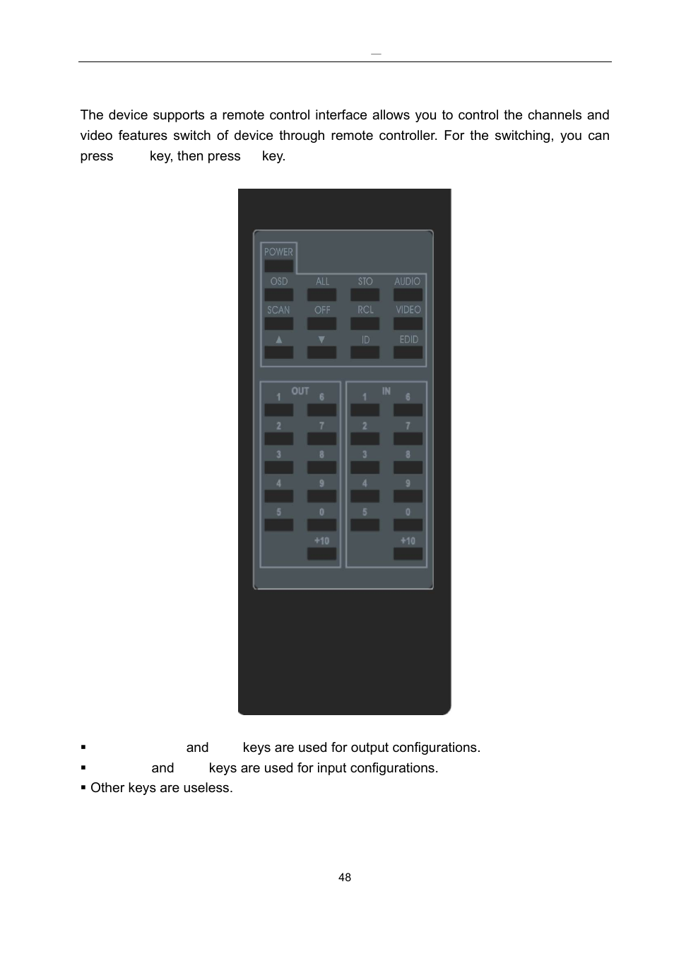 Appendix a remote controller (optional) | Avlink HDMI-E8 User Manual | Page 49 / 71