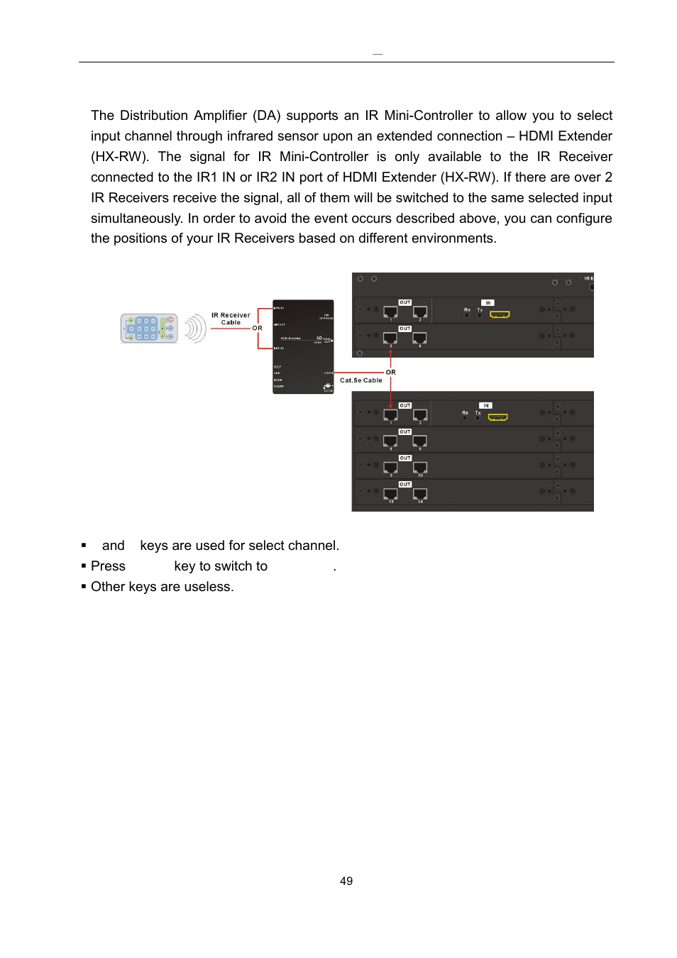 Appendix b ir mini-controller (optional) | Avlink HDMI-E8 User Manual | Page 50 / 71