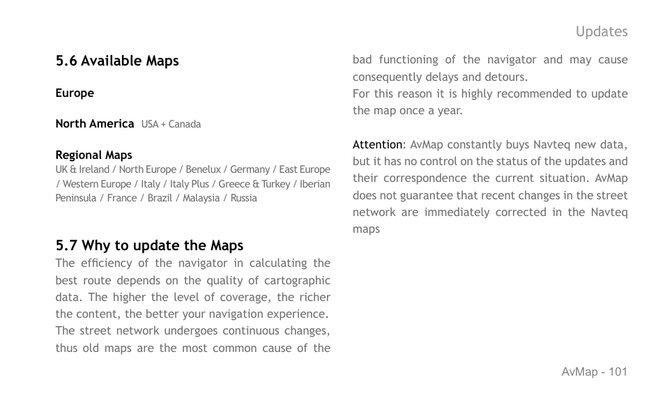 AvMap Geosat 6 series User Manual | Page 101 / 120