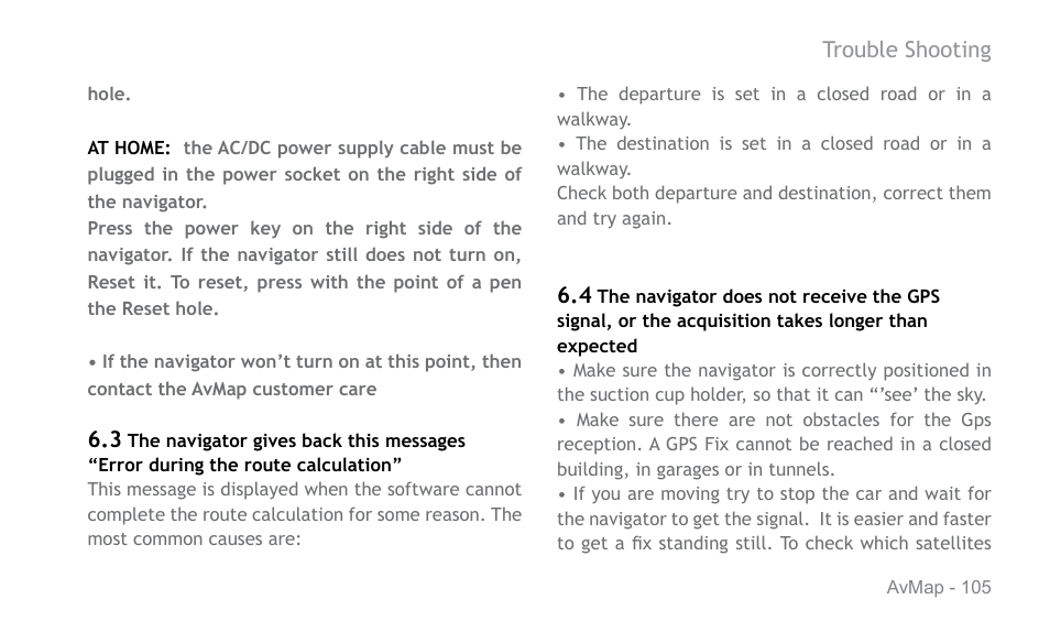 AvMap Geosat 6 series User Manual | Page 105 / 120