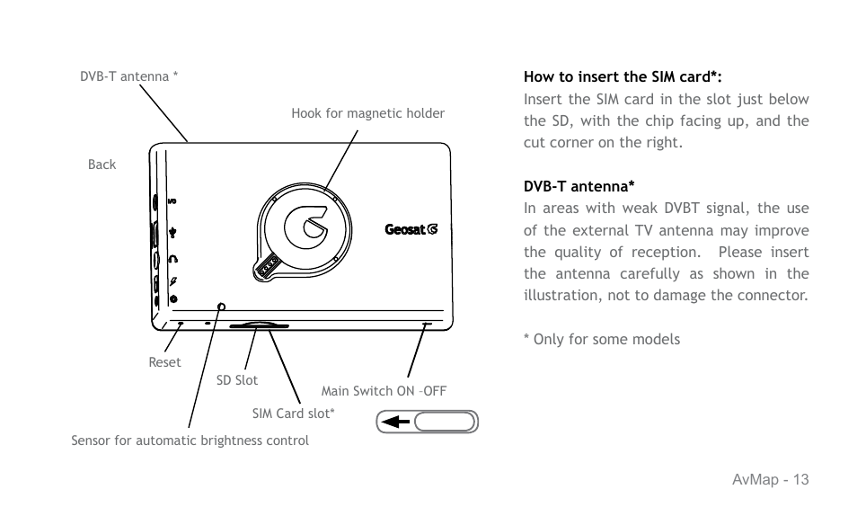AvMap Geosat 6 series User Manual | Page 13 / 120