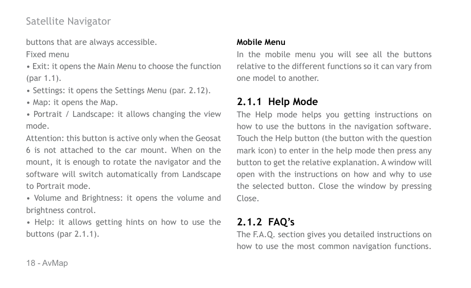 AvMap Geosat 6 series User Manual | Page 18 / 120