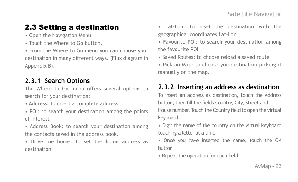 AvMap Geosat 6 series User Manual | Page 23 / 120