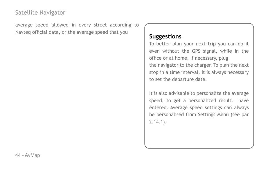 AvMap Geosat 6 series User Manual | Page 44 / 120
