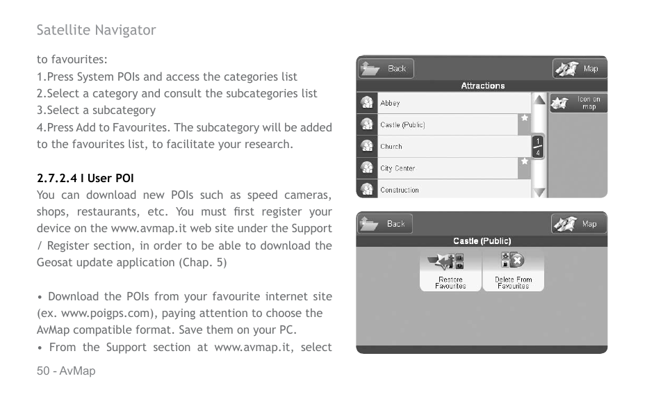 AvMap Geosat 6 series User Manual | Page 50 / 120