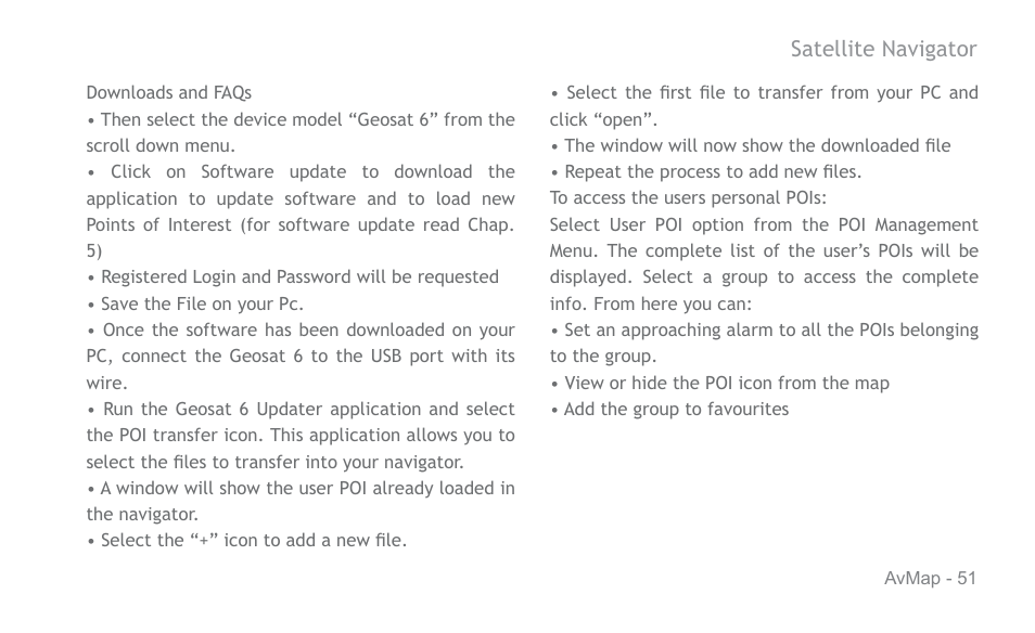AvMap Geosat 6 series User Manual | Page 51 / 120