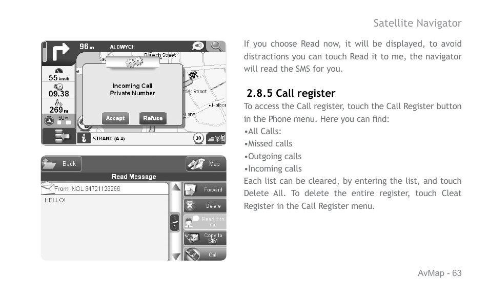 AvMap Geosat 6 series User Manual | Page 63 / 120