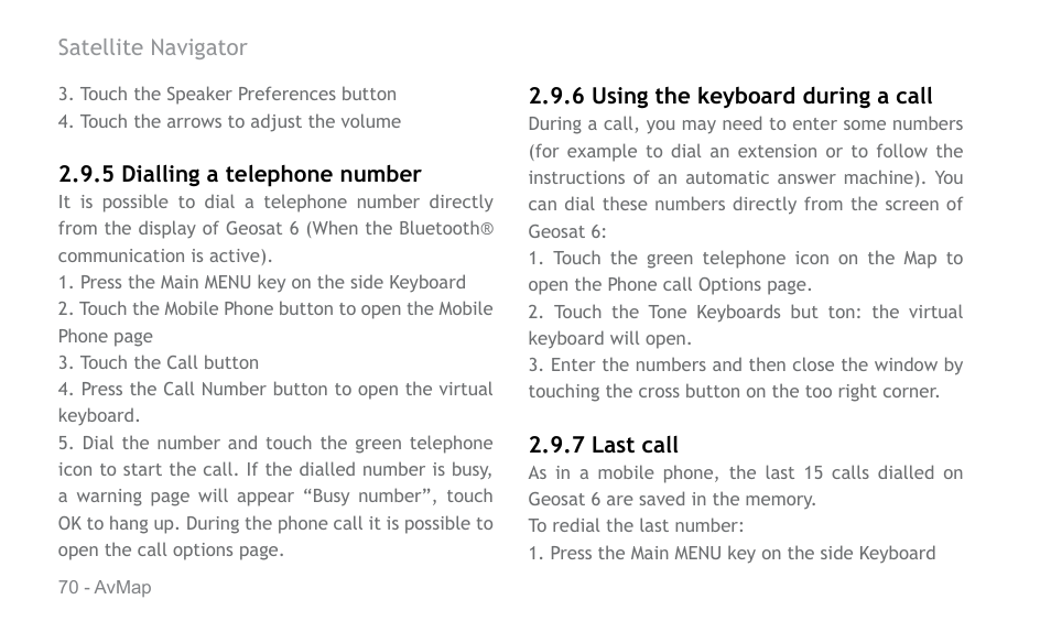 AvMap Geosat 6 series User Manual | Page 70 / 120