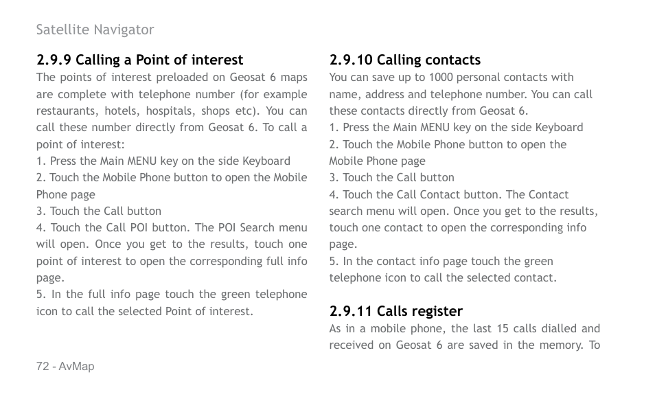 AvMap Geosat 6 series User Manual | Page 72 / 120