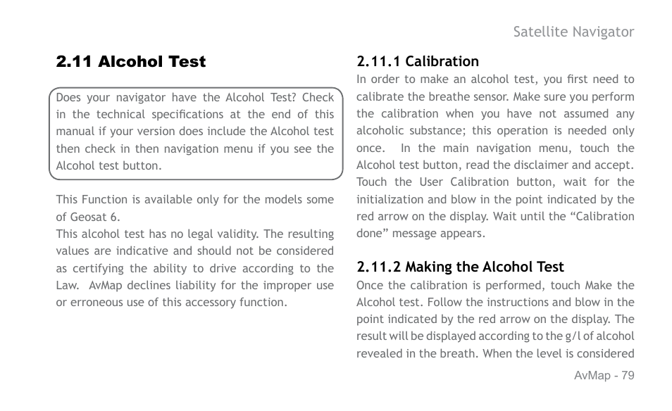 AvMap Geosat 6 series User Manual | Page 79 / 120