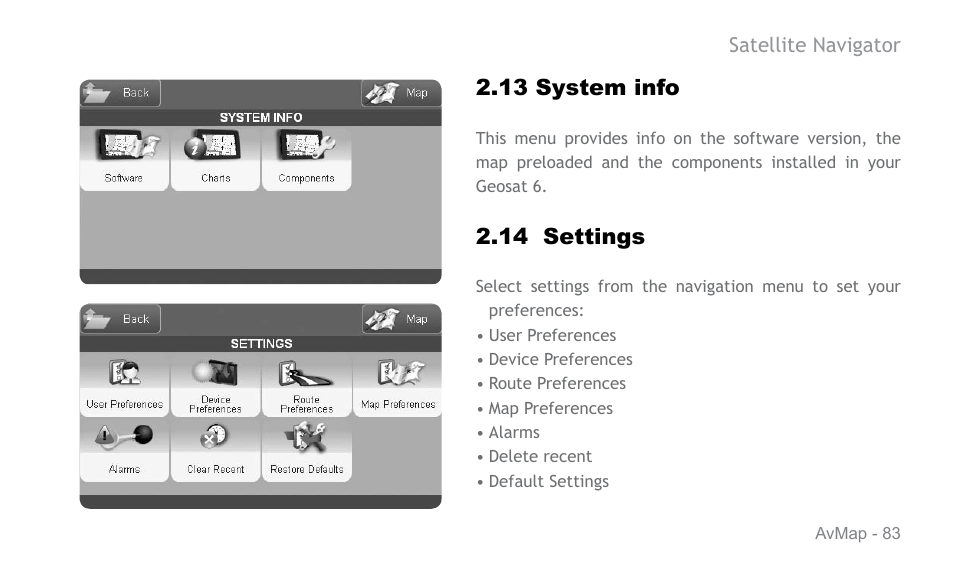 AvMap Geosat 6 series User Manual | Page 83 / 120