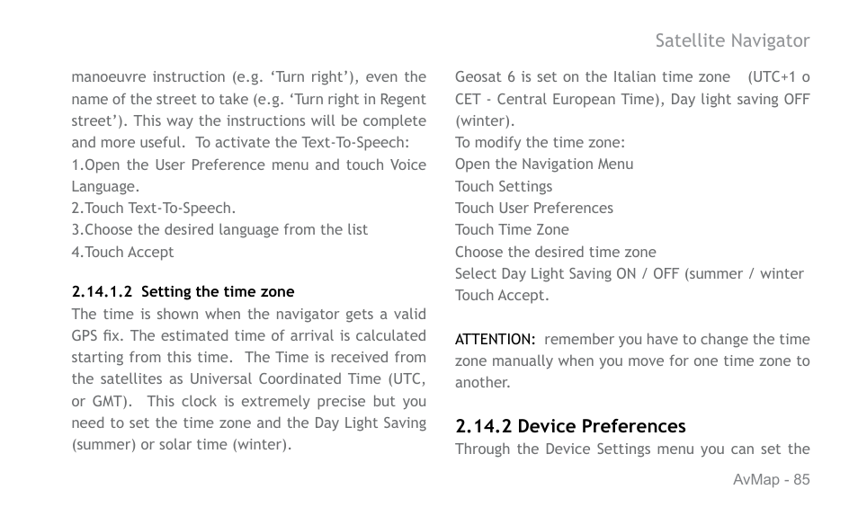 AvMap Geosat 6 series User Manual | Page 85 / 120