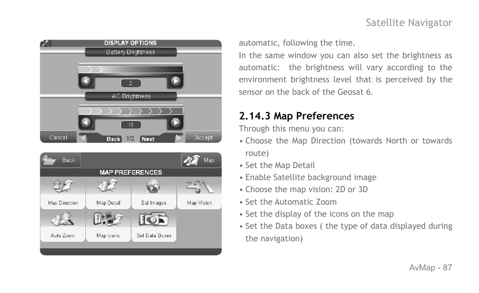 AvMap Geosat 6 series User Manual | Page 87 / 120