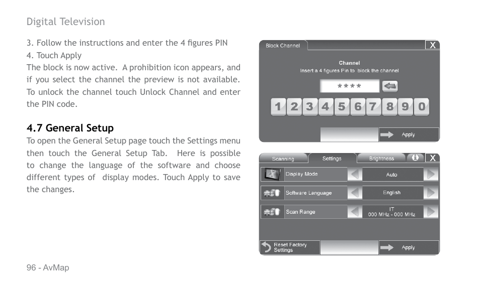AvMap Geosat 6 series User Manual | Page 96 / 120