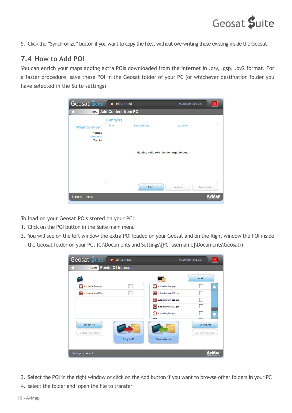 4 how to add poi | AvMap Geosat Suite User Manual | Page 10 / 14