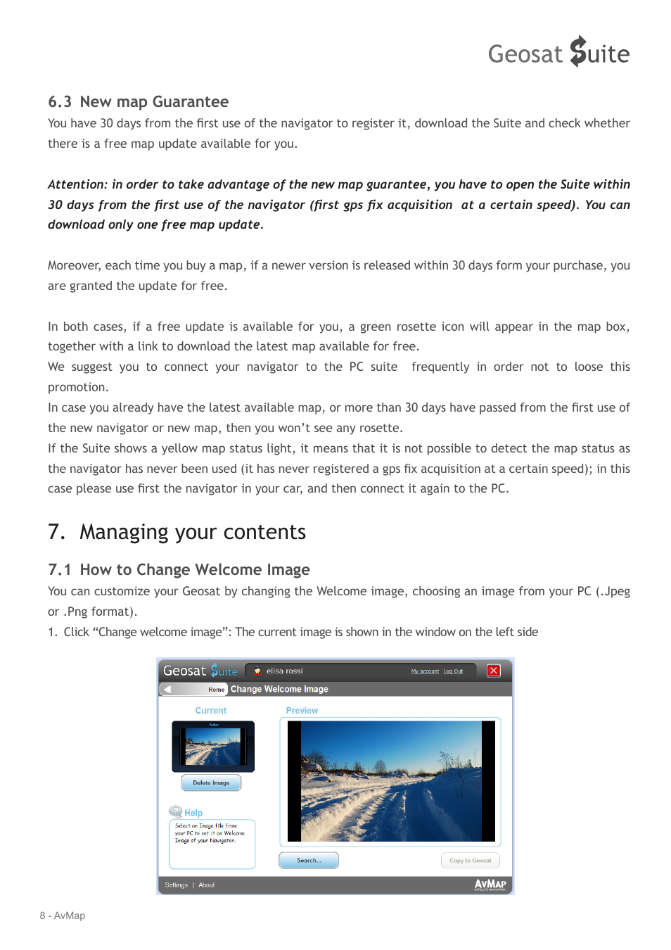 Managing your contents | AvMap Geosat Suite User Manual | Page 8 / 14