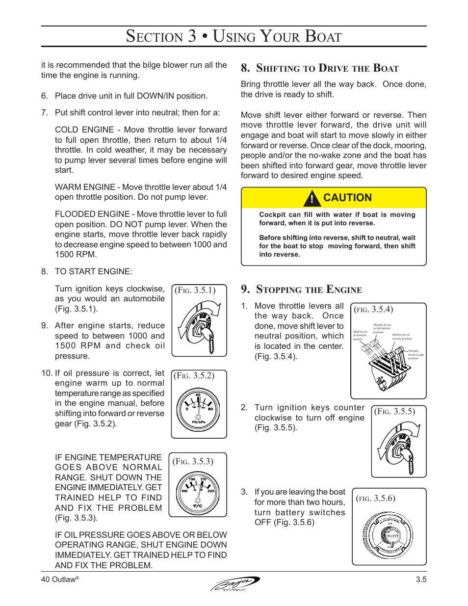 3 • u, Ection, Sing | Caution | Baja Marine Outlaw 40 User Manual | Page 41 / 90