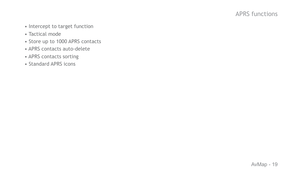 AvMap APRS User Manual | Page 19 / 36