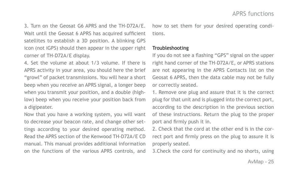 AvMap APRS User Manual | Page 25 / 36