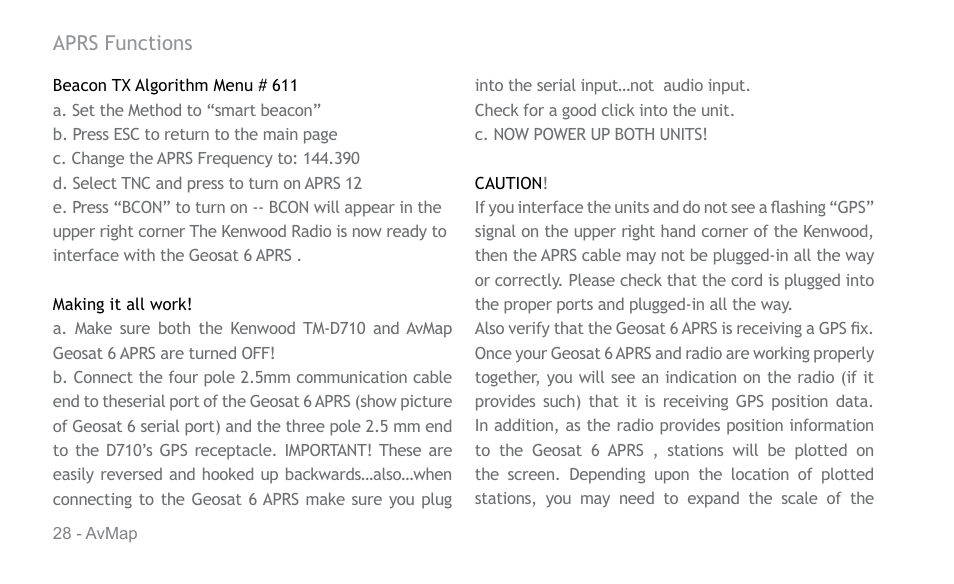 AvMap APRS User Manual | Page 28 / 36