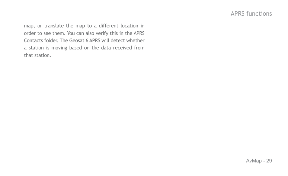 AvMap APRS User Manual | Page 29 / 36