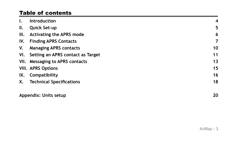 AvMap APRS User Manual | Page 3 / 36