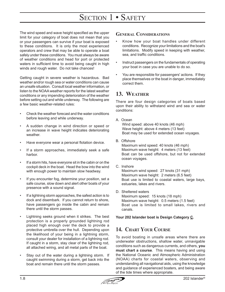 1 • s, Ection, Afety | Baja Marine 202 Islander User Manual | Page 18 / 83
