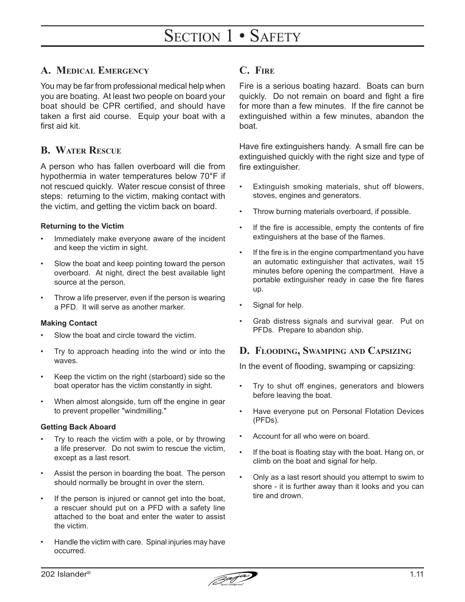 1 • s, Ection, Afety | A. m, B. w, C. f, D. f | Baja Marine 202 Islander User Manual | Page 21 / 83