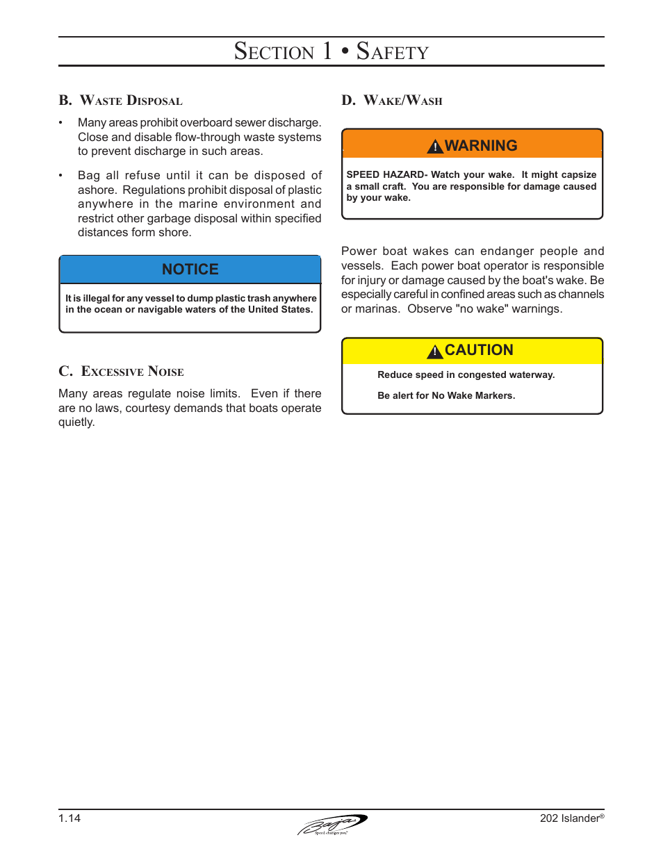 1 • s, Ection, Afety | Baja Marine 202 Islander User Manual | Page 24 / 83