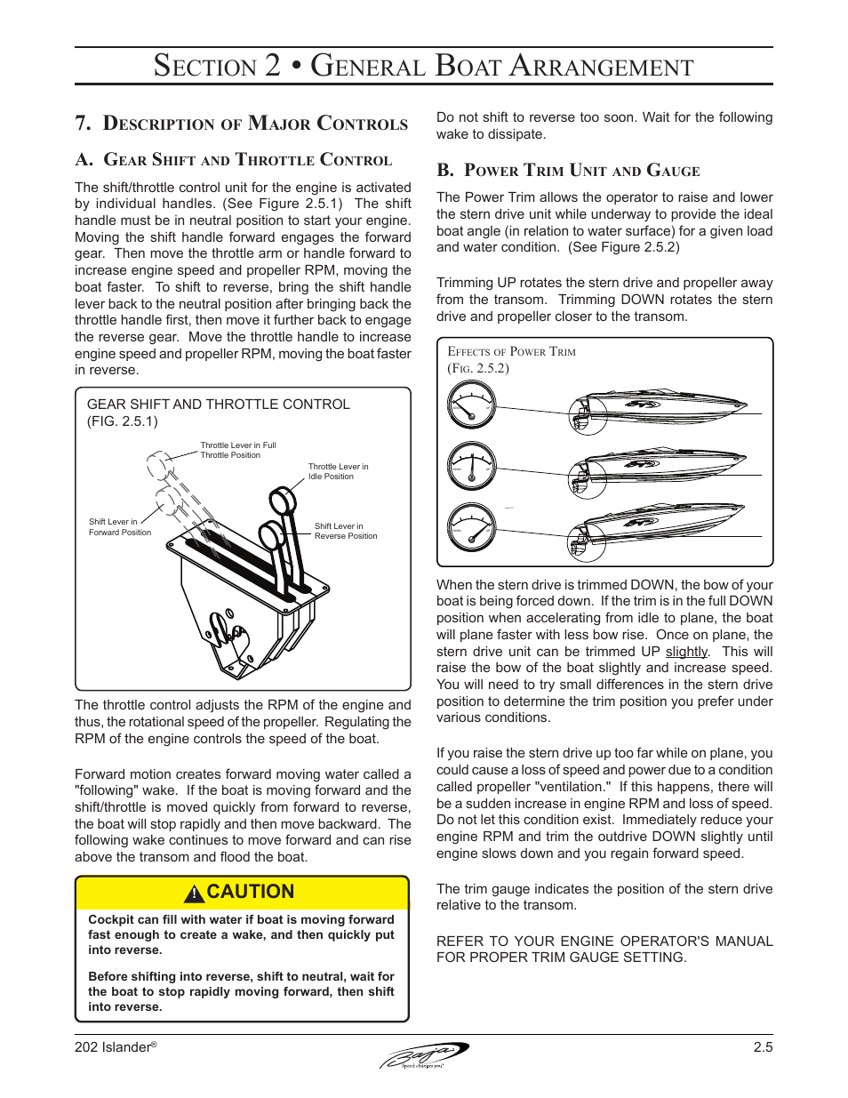 2 • g, Ection, Eneral | Rrangement, A. g, B. p, Caution | Baja Marine 202 Islander User Manual | Page 33 / 83