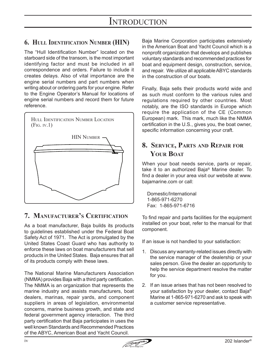 Ntroduction, Hin) | Baja Marine 202 Islander User Manual | Page 6 / 83