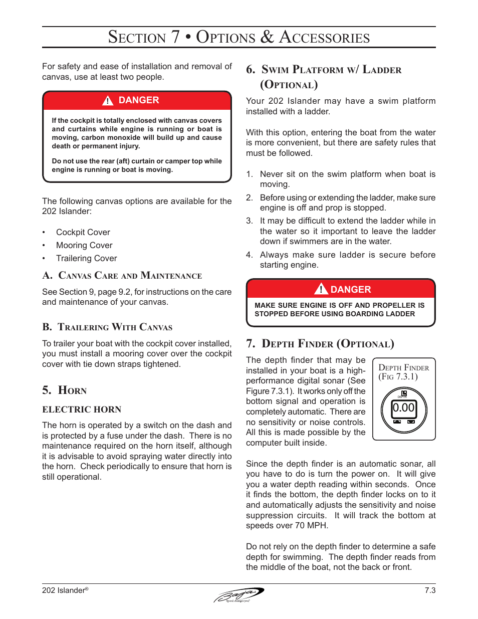 7 • o, Ection, Ptions | Ccessories | Baja Marine 202 Islander User Manual | Page 62 / 83