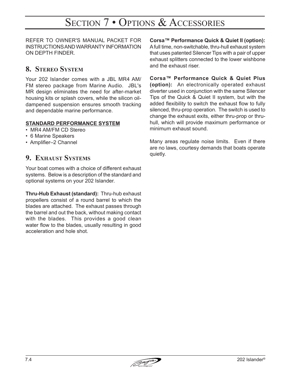 7 • o, Ection, Ptions | Ccessories | Baja Marine 202 Islander User Manual | Page 63 / 83