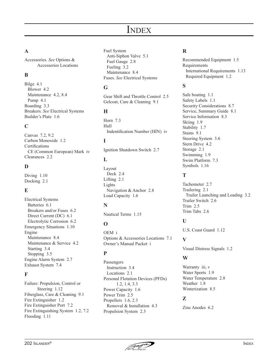 Ndex | Baja Marine 202 Islander User Manual | Page 82 / 83