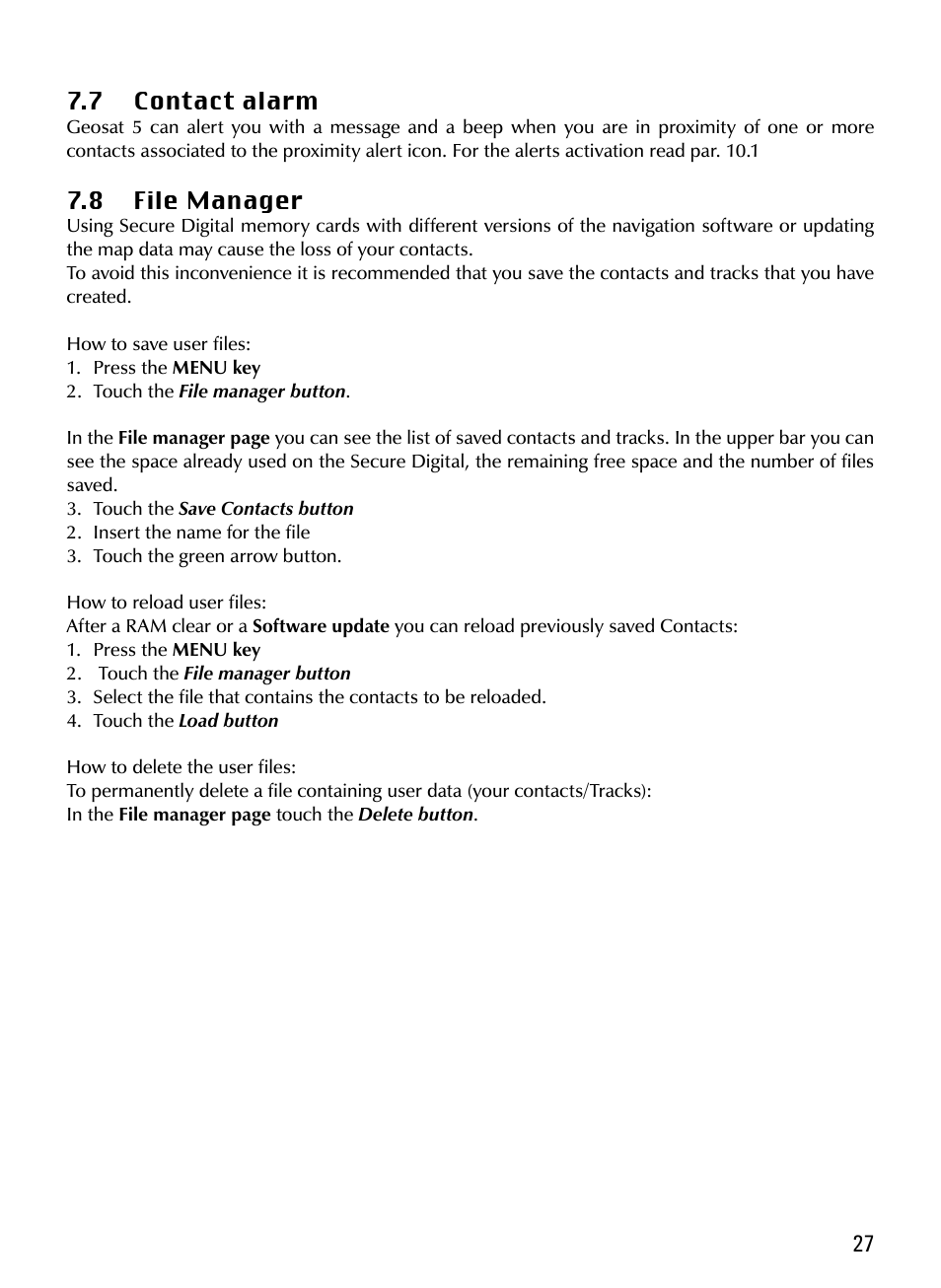 AvMap Geosat 5 series Manual User Manual | Page 27 / 48