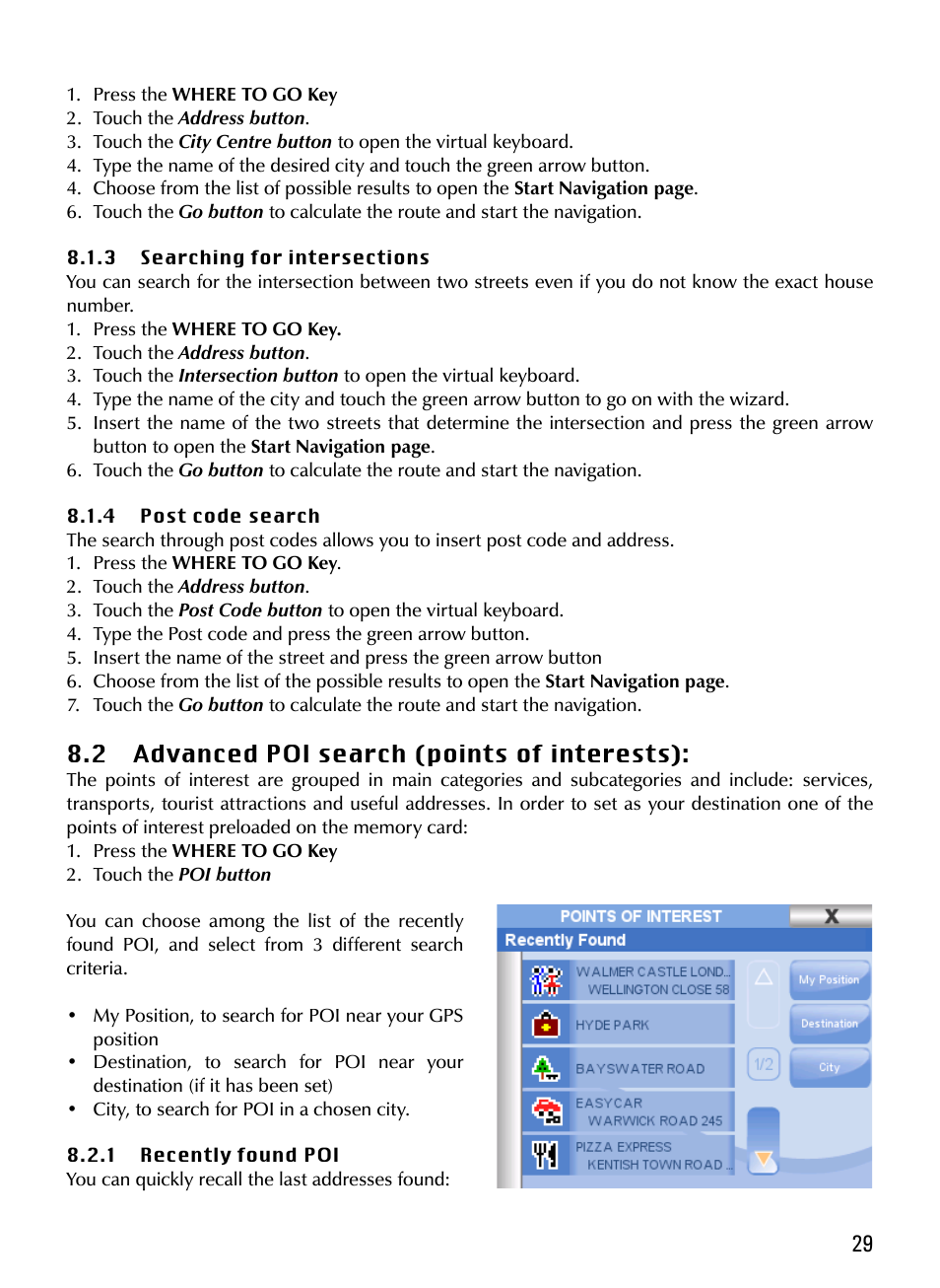 2 advanced poi search (points of interests) | AvMap Geosat 5 series Manual User Manual | Page 29 / 48